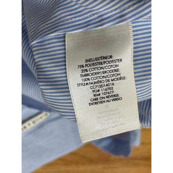 Alice + Olivia Toro Women's M Blue Button-Up Polyester Blend Shirt Pinstripe - Picture 4 of 9